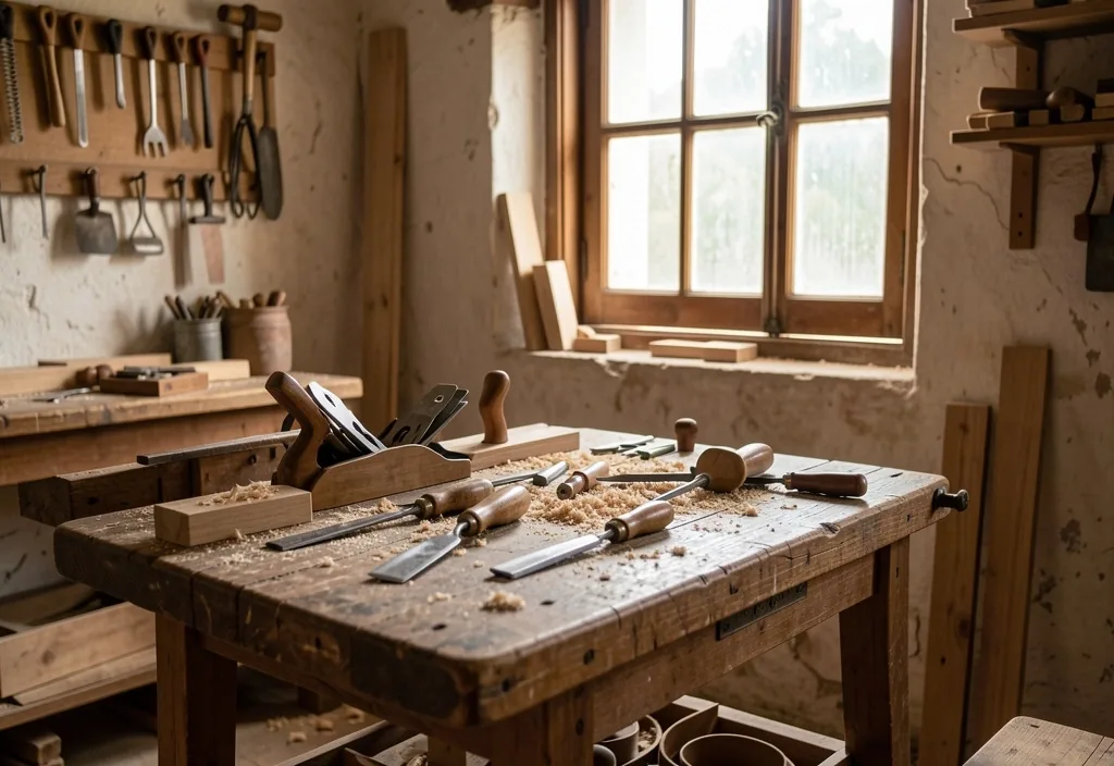 Interior de taller de artesano español, reflejo del colectivo autónomo