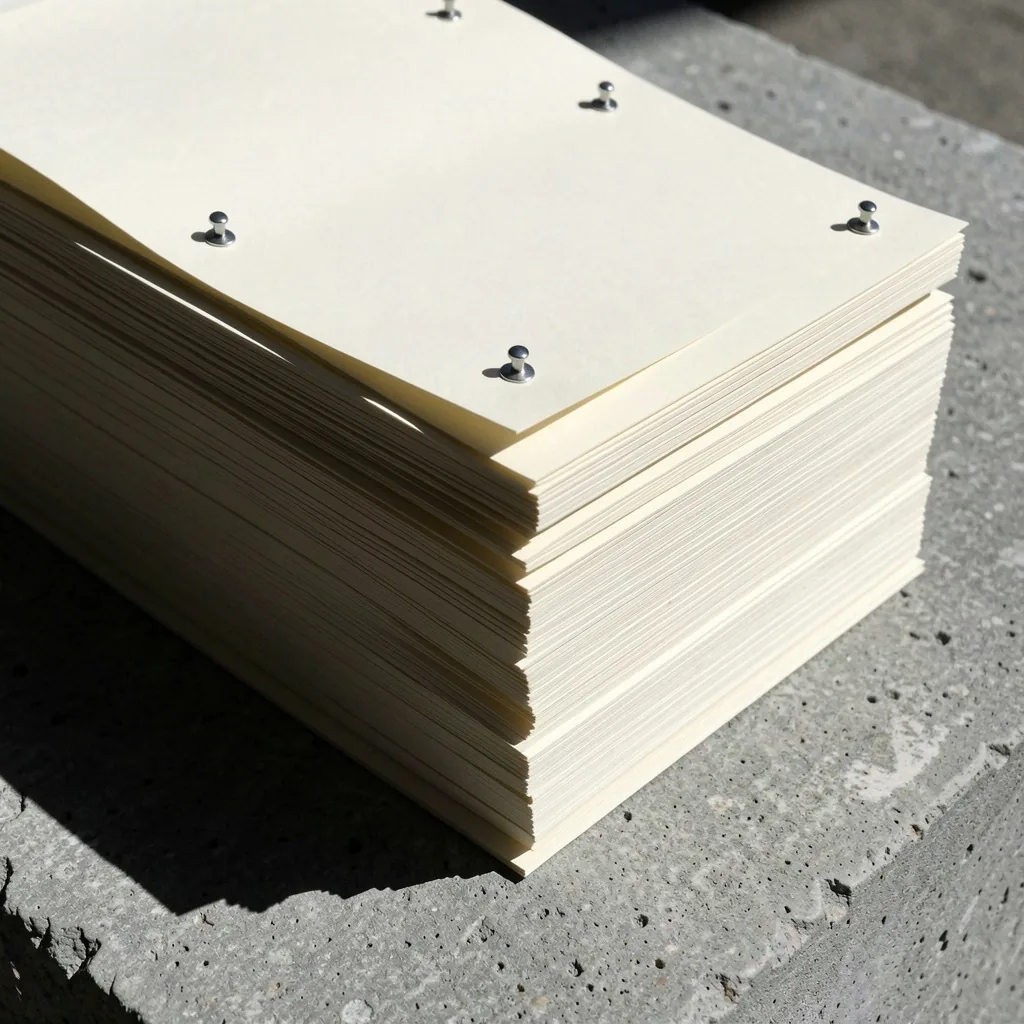 Pliegues de papel grueso sujetos con alfileres sobre una superficie plana